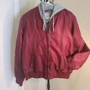 Bomber Jacket with sweatshirt linings maroon/Heather Gray